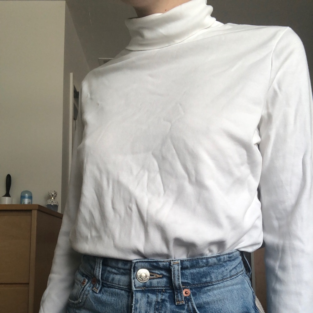 Plain white turtle neck